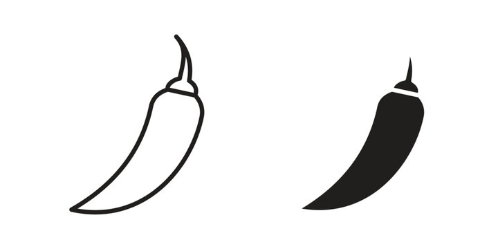 Chili icon with black color and editable vector