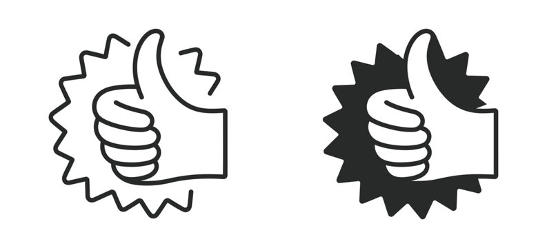 Thumbs Up funny cartoon style, hand drawn gesture, social media like symbol, success concept, positive approval, and &ldquo;well done&rdquo; idea vector illustration.