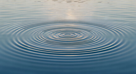 Fototapeta premium Concentric ripples spreading across the calm and reflective surface of a clear blue water body