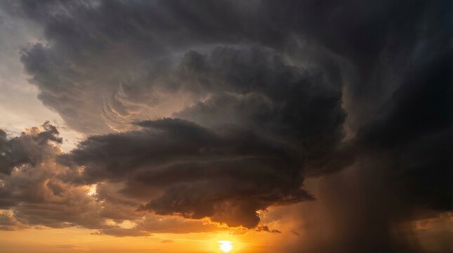 Massive Rotating Supercell Thunderstorm: Ominous Weather and Cinematic Cloud Structure
