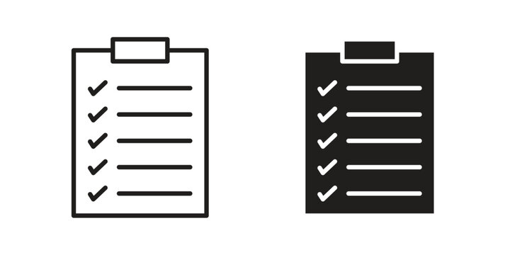 Clipboard check icon with black color and editable vector