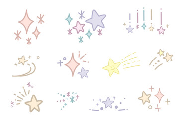 手書き風のパステルカラーのキラキラ素材集 © aya