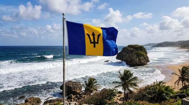 Barbadian Flag at Bathsheba Beach