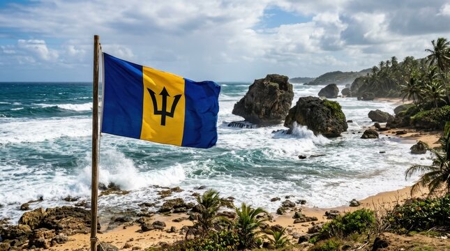 Barbadian Flag at Bathsheba Beach