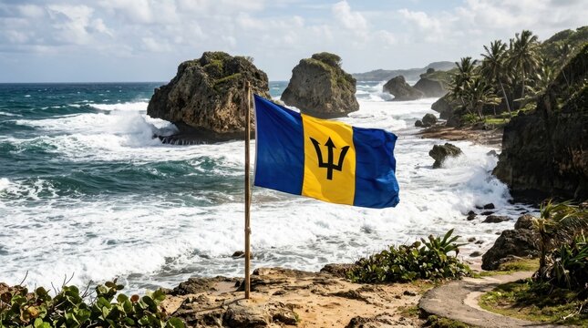 Barbadian Flag at Bathsheba Beach