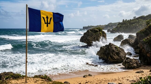 Barbadian Flag at Bathsheba Beach