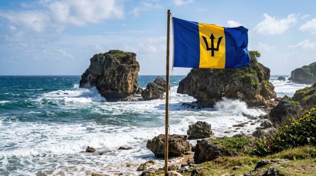 Barbadian Flag at Bathsheba Beach