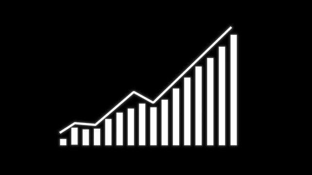 Rising Bar Graph Animation Business Growth Chart Upward Trend Green Screen 4K