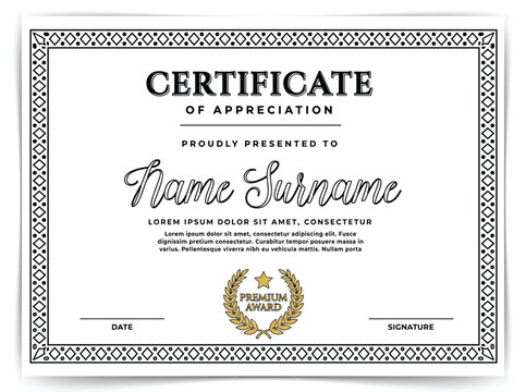 Vintage Certificate of Appreciation Template with Ornate Baroque Border and Gothic Typography