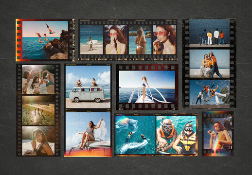 Analog Film Frame Template &ndash; Vintage Polaroid Photo Border Overlay, 35mm Film Strip Mockup