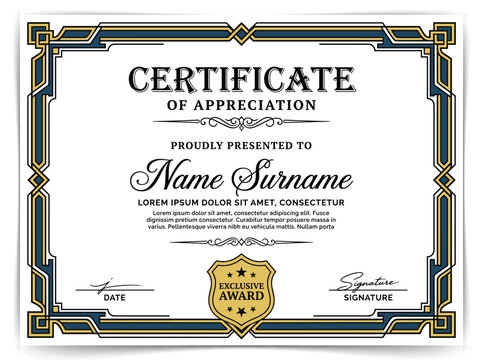 Vintage Certificate of Appreciation Template with Ornate Baroque Border and Gothic Typography