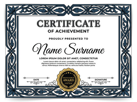 Vintage Certificate of Appreciation Template with Ornate Baroque Border and Gothic Typography