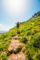 Obraz premium Sedlo Pass and Boljske Grede mountain massif in Durmitor National Park, Montenegro. Hiking in mountain from prevoj saddle to Sedlena greda