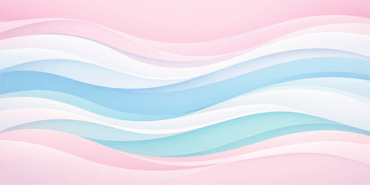 Abstract colorful vector illustration of a wavy rainbow pattern with light blue and pink curves creating a decorative artistic backdrop template for a modern banner wallpaper design