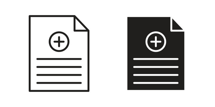 Medical record icon with black color and editable vector