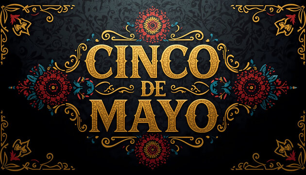 Cinco de mayo celebration poster with decorative borders for festive event promotions, invitations, social media graphics, and flyers.