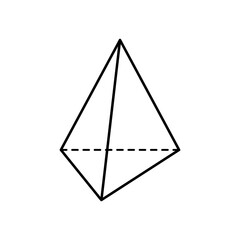 Fototapeta premium Triangular pyramid geometric line art minimal shape design - Simple 3d pyramid outline illustration with clean lines and abstract geometry for education and math concept