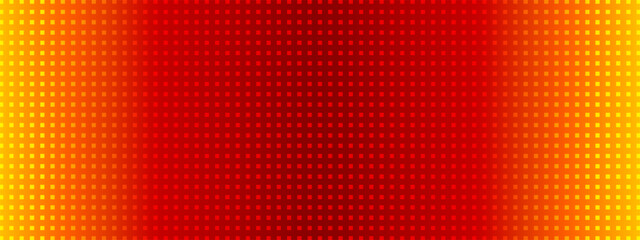 Obraz premium Red-orange LED light panel backdrop. Square pixels, specks, glitter on gradient screen texture. Vector seamless grid. Concert stage overlay for tv show display bg.