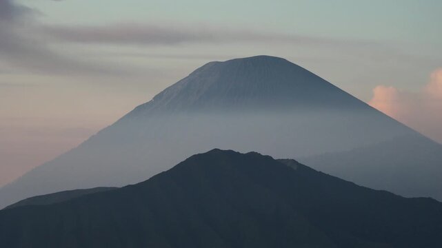  Close-Up B-Roll of Mount Semeru at Sunrise | Volcanic Peak View from King Kong Hill, East Java, Indonesia