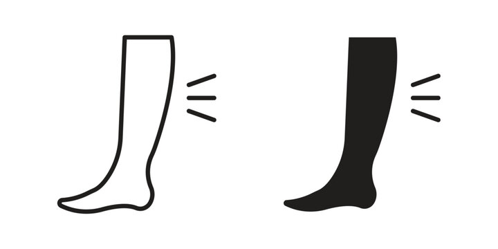 Shin pain icon with black color and editable vector