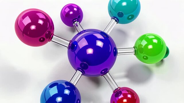 Colorful molecular model representing scientific and chemical concepts with interconnected spheres.