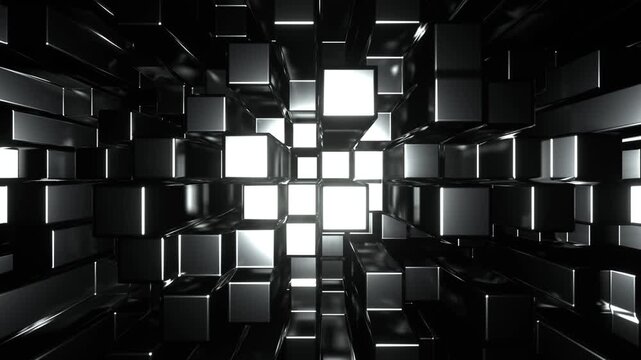 Silver Metal Cube Transformation Background VJ Loop in 4K