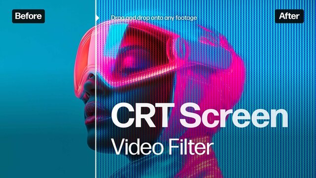 CRT Screen Video Effect Template, retro VHS glitch TV scanlines overlay
