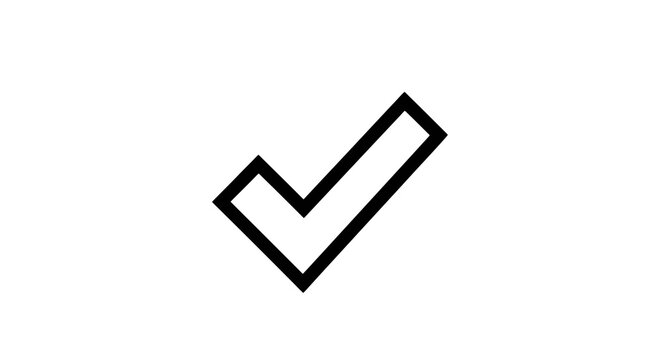 A simple black checkmark symbol on a white background, representing affirmation or confirmation