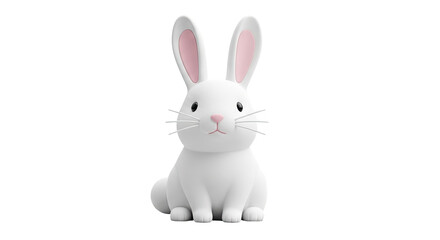 Fototapeta premium Cute White Bunny Rabbit with Pink Inner Ears