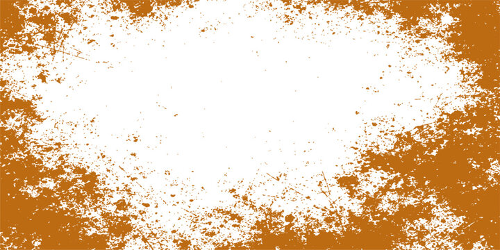 A dynamic orange juice splash creates an abstract food art pattern against a textured grunge paper backdrop featuring aged rusty metal surface details and antique paint decoration