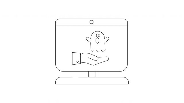 Spooky Computer Ghost Icon Animation for Halloween Projects.