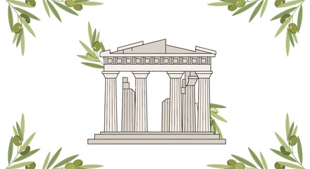 Ancient Greek Temple Architecture Design. © Afi