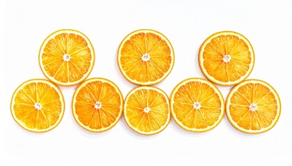 Obraz premium Geometric pattern of orange slices on clean white background