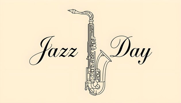 A saxophone illustration celebrating Jazz Day with a beautiful design on a cream background