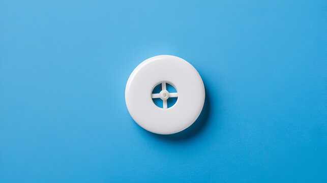 White Button on Blue Background - A Simple Sewing Accessory.