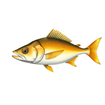 Detailed zoological illustration of a Yellowtail Amberjack for species study