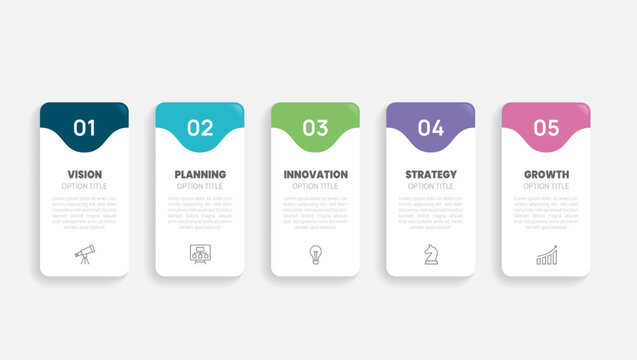 Presentation business infographic template 5step label, can be used for workflow, business information vector.