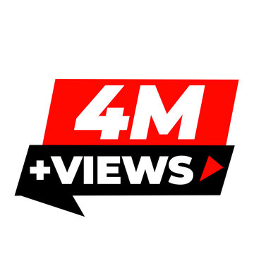 4M Views Channel Growth Counter PNG, 4M Audience Expansion Badge Icon, 4M Engagement Boost Label Design, 4M Viral Content Tag PNG, 4M Viewer Reach Sticker Icon