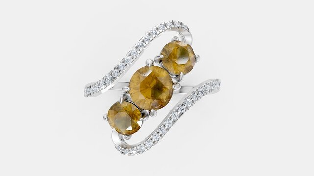 Elegant trilogy engagement ring with graceful structure.