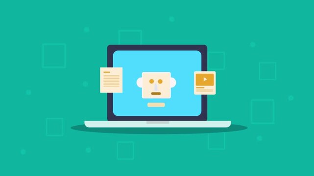 AI bot on screen with cybersecurity elements protecting sensitive information.