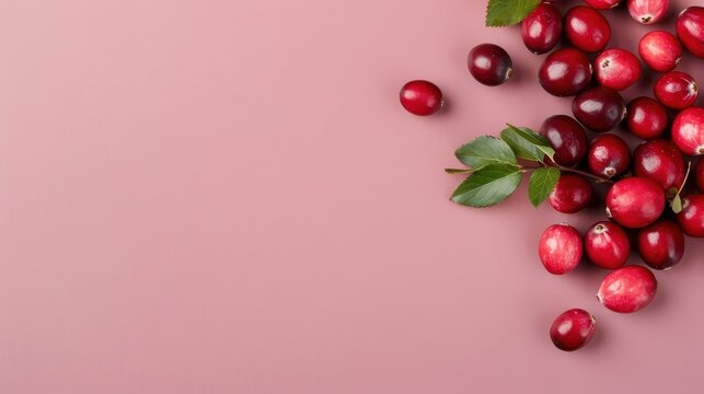 Artistic composition featuring cranberries arranged in a geometric pattern on a minimalistic background.