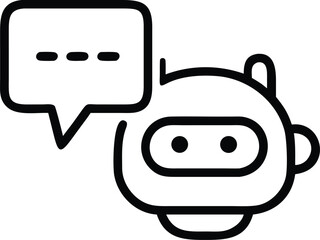 Obraz premium AI Chatbot Line Icon, Chatbot Conversation Bubble with Robot, Artificial Intelligence Messaging Assistant Outline Vector