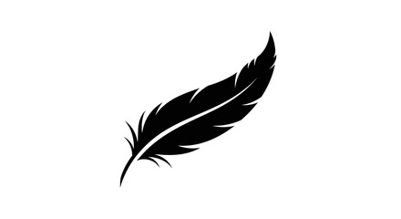 Obraz premium Black feather silhouette against a white background.