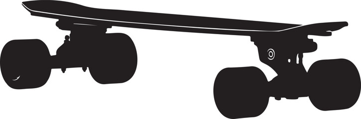 Black silhouette of a longboard skateboard on a white background © Annamorphosis