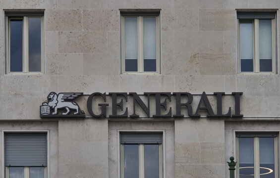 Generali insurance banner in Bergamo, Lombardy, Italy