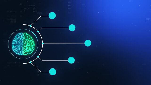 4K Agentic AI Neural Brain Hub Background. Tech Blue Multi-Agent System with Autonomous Nodes and Right Copy Space.