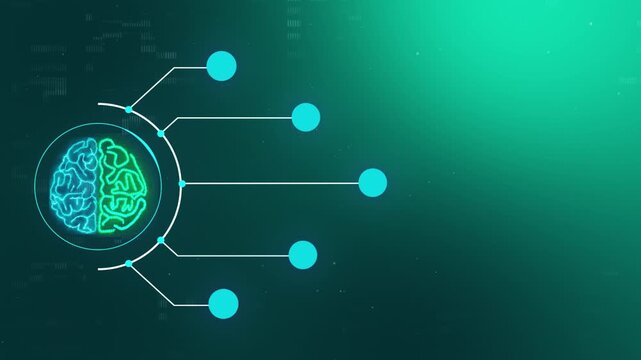 4K Teal Green Agentic AI Brain Header. Glowing Neural Hub with Multi-Agent Network Nodes and Right Side Text Space.