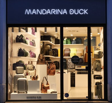 Mandarina Duck shop in fashion district of Bergamo, Lombardy, Italy