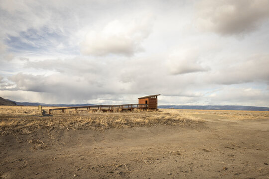 A wildlife overlook in a dry lake bed in American West.