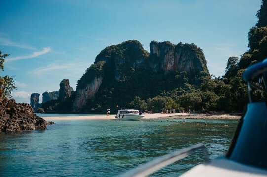Sandbar and tour boats at Pak Bia Island, Hong Islands, Krabi